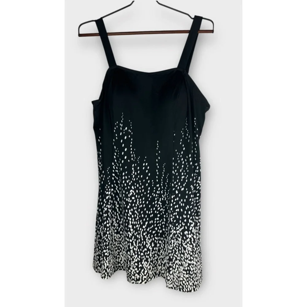 NWT Swimsuits For All 1 Piece Swim Dress Black White Dot Swimdress Plus Size 18 - Picture 9 of 9